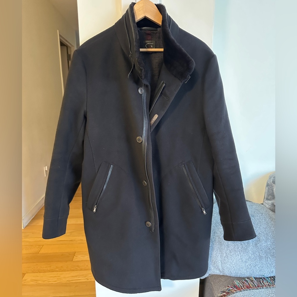 GIMO’s Black Mens Coat Wool& Cashmere size 52